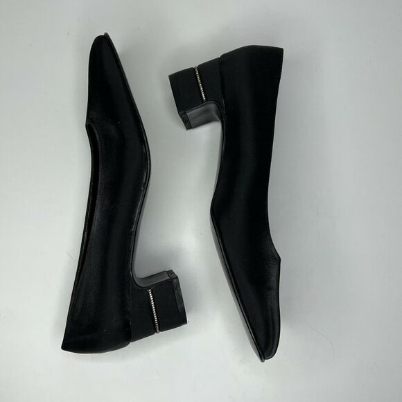 Salvatore Ferragamo Black Satin‎ Rhinestone Crystal Heels Size 6 B - Picture 4 of 10